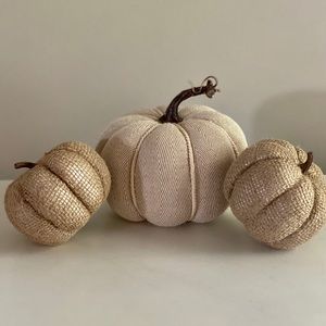 Fall farmhouse decor neutral fabric pumpkins